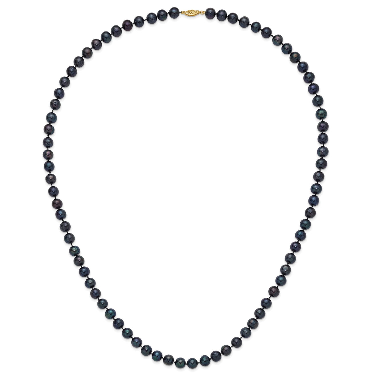 14k 8-9mm Black Near Round Freshwater Cultured Pearl Necklace-BPN080-28