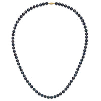 14k 8-9mm Black Near Round Freshwater Cultured Pearl Necklace-BPN080-28