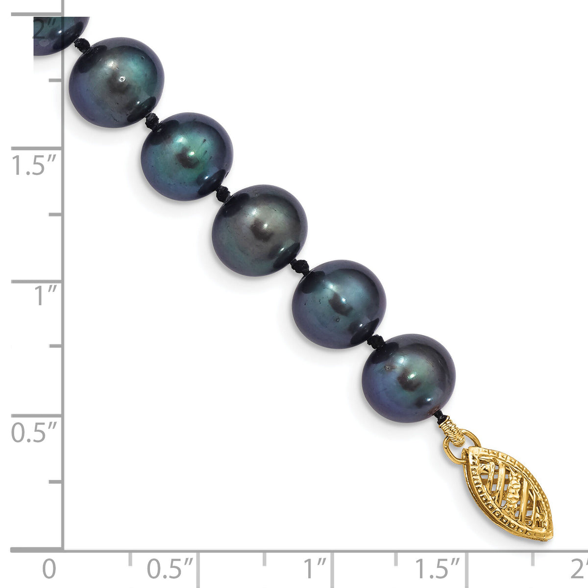 14k 8-9mm Black Near Round Freshwater Cultured Pearl Bracelet-BPN080-7.5