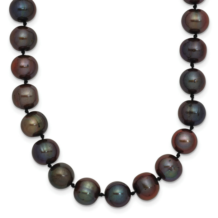 14k 8-9mm Black Near Round Freshwater Cultured Pearl Necklace-BPN080-28