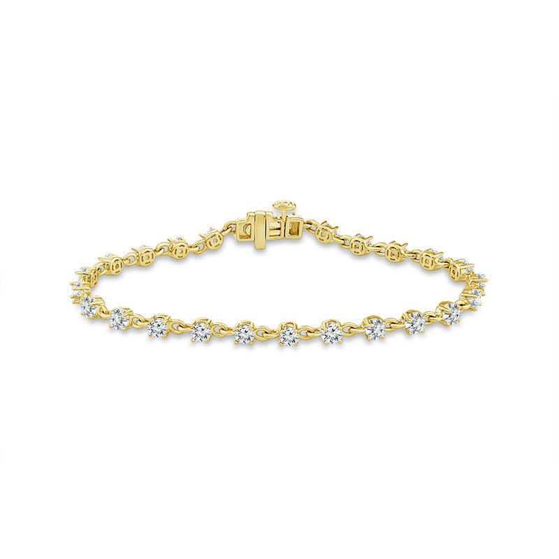 Diamond Bracelet 2.40 ct tw Round 14k Yellow Gold-BT2298Y4