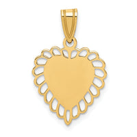 14K Polished Border Heart Pendant-C1010
