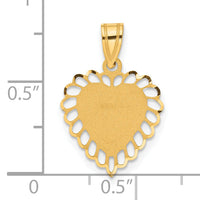 14K Polished Border Heart Pendant-C1010