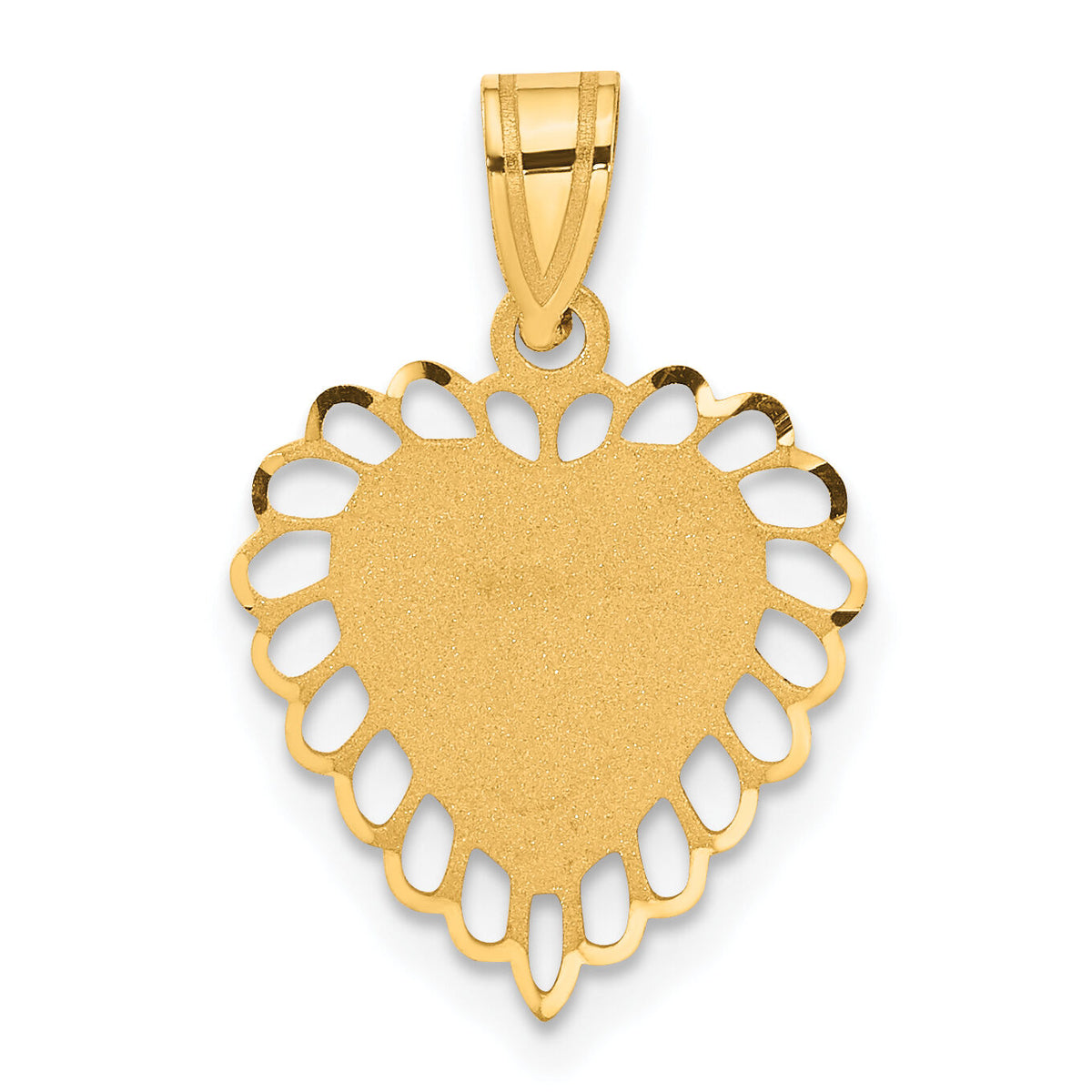 14K Polished Border Heart Pendant-C1010