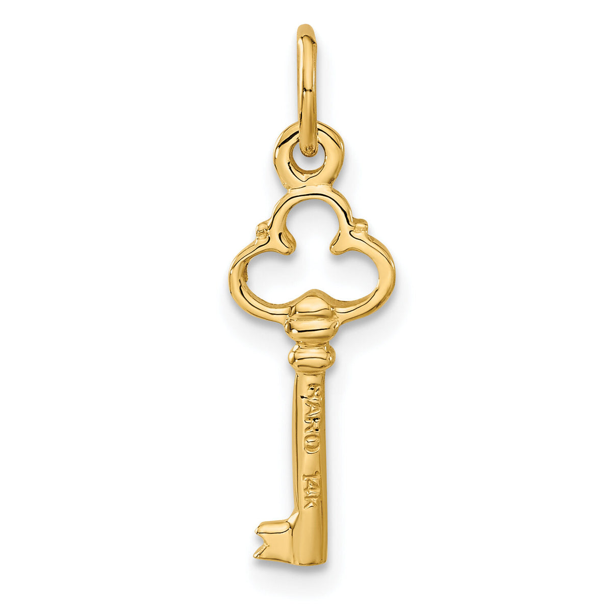 14K Polished Diamond-cut 3D Key Charm-C1027