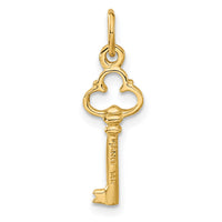 14K Polished Diamond-cut 3D Key Charm-C1027