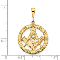 14k Polished & Textured Large Masonic Symbol Pendant-C1097