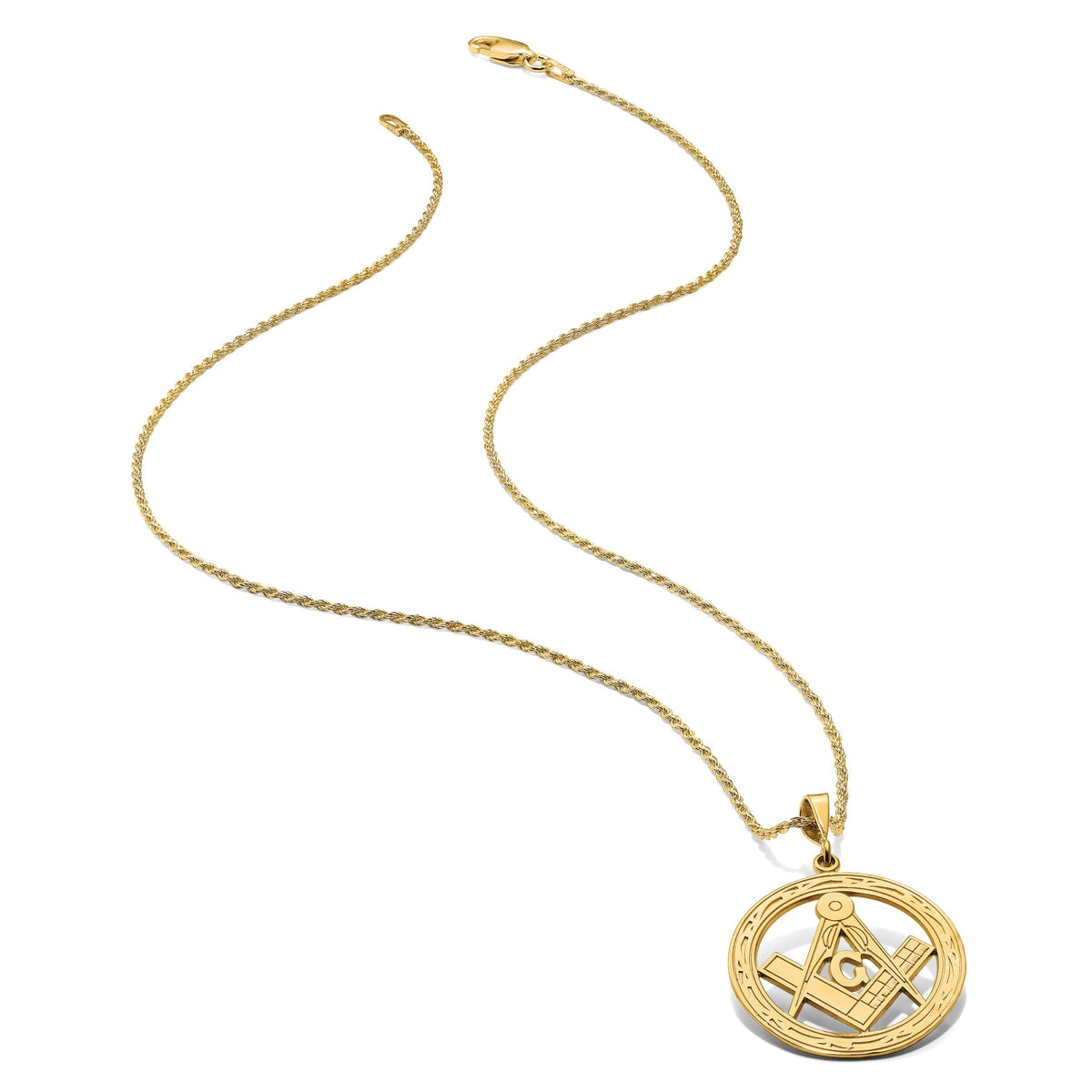 14k Polished & Textured Large Masonic Symbol Pendant-C1097