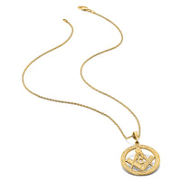 14k Polished & Textured Large Masonic Symbol Pendant-C1097