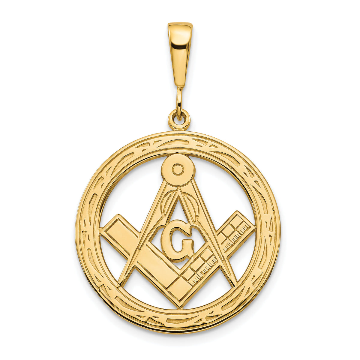 14k Polished & Textured Large Masonic Symbol Pendant-C1097