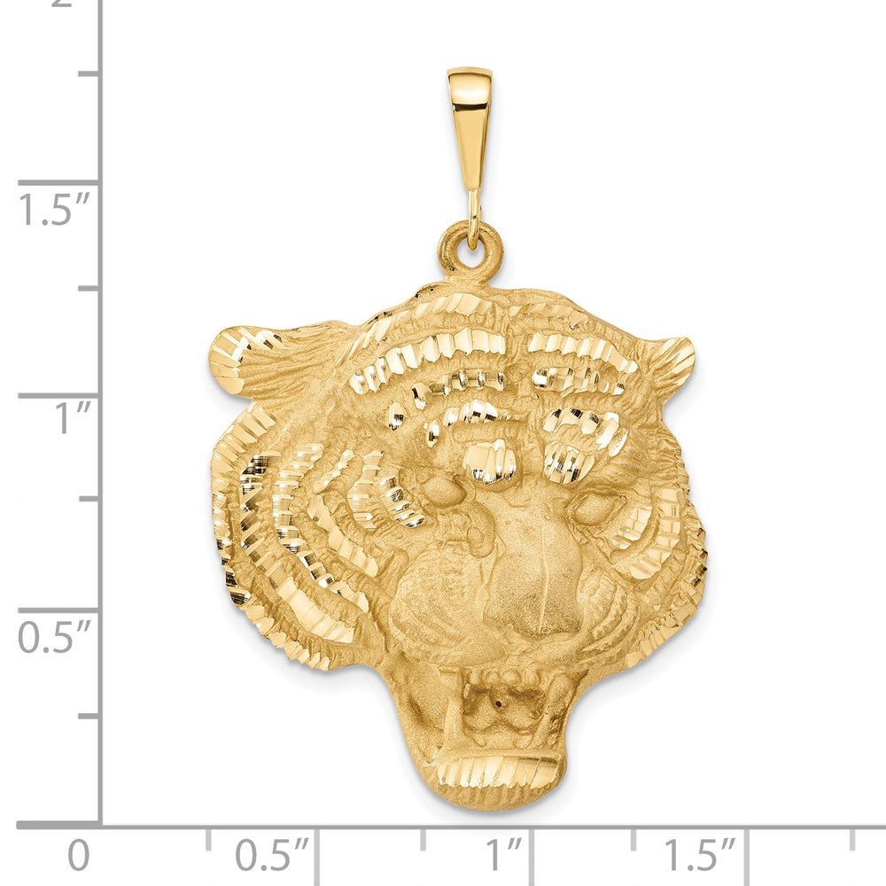 14k Diamond-cut Tigers Head Pendant-C1158