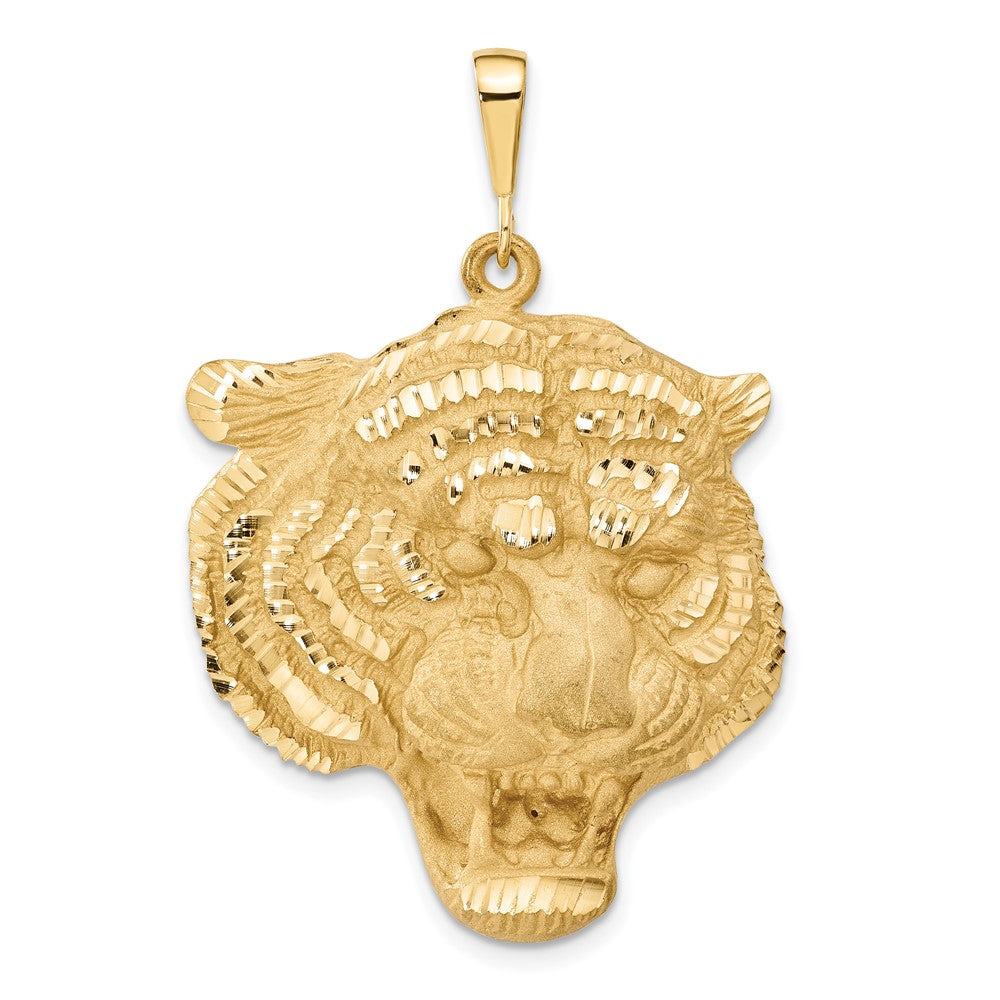 14k Diamond-cut Tigers Head Pendant-C1158
