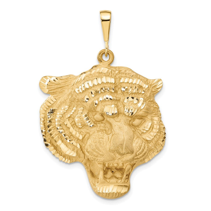 14k Diamond-cut Tigers Head Pendant-C1158