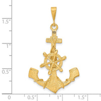 14k Large Anchor w/ Moveable Wheel Charm-C1174