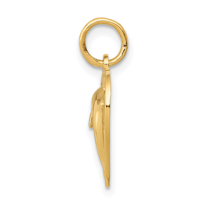 14k Dolphin in Heart Charm-C1181