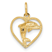 14k Dolphin in Heart Charm-C1181