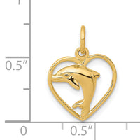 14k Dolphin in Heart Charm-C1181
