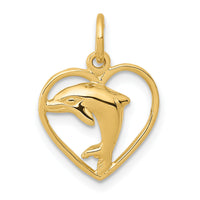 14k Dolphin in Heart Charm-C1181