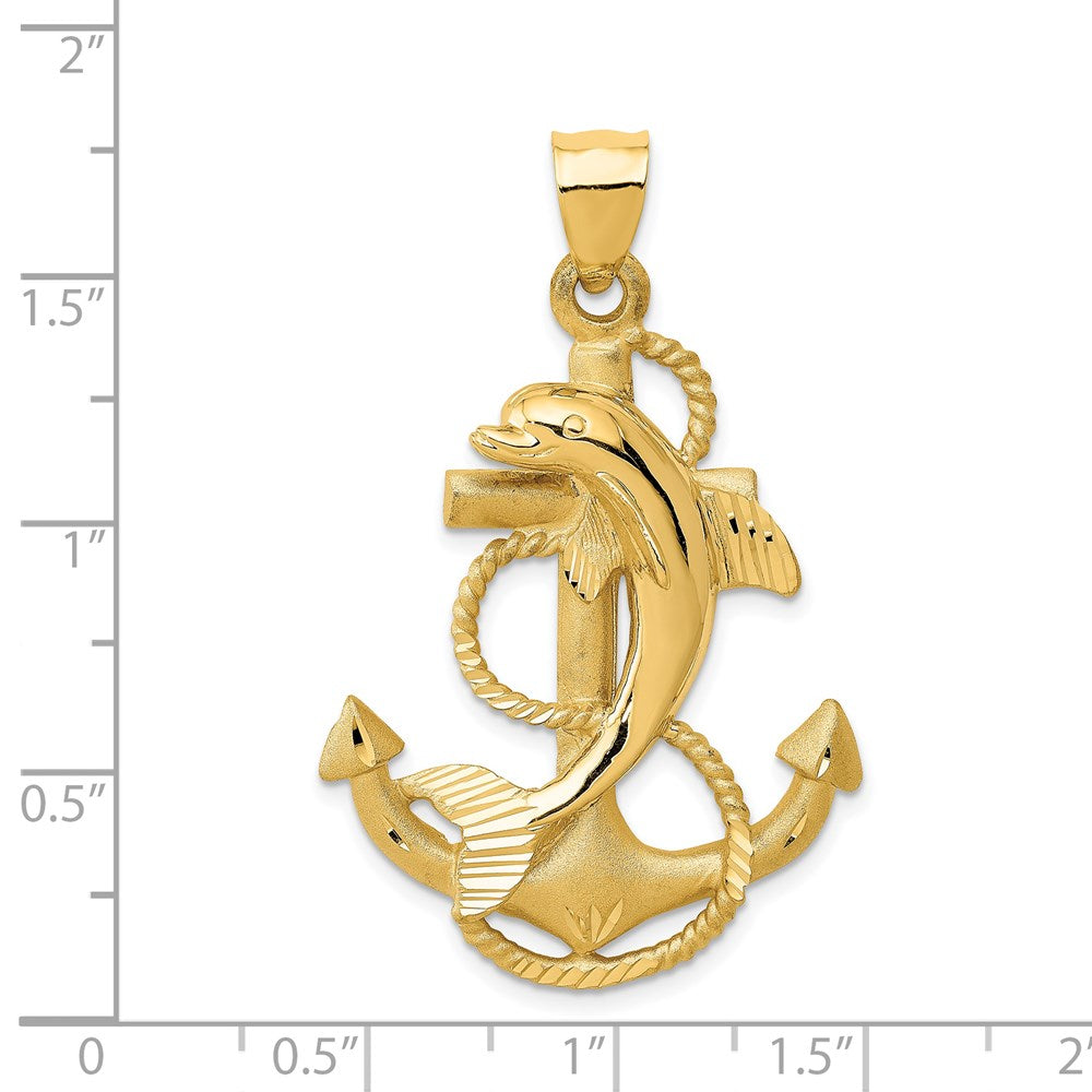 14k Dolphin on Anchor Charm-C121