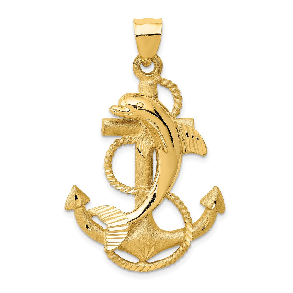 14k Dolphin on Anchor Charm-C121