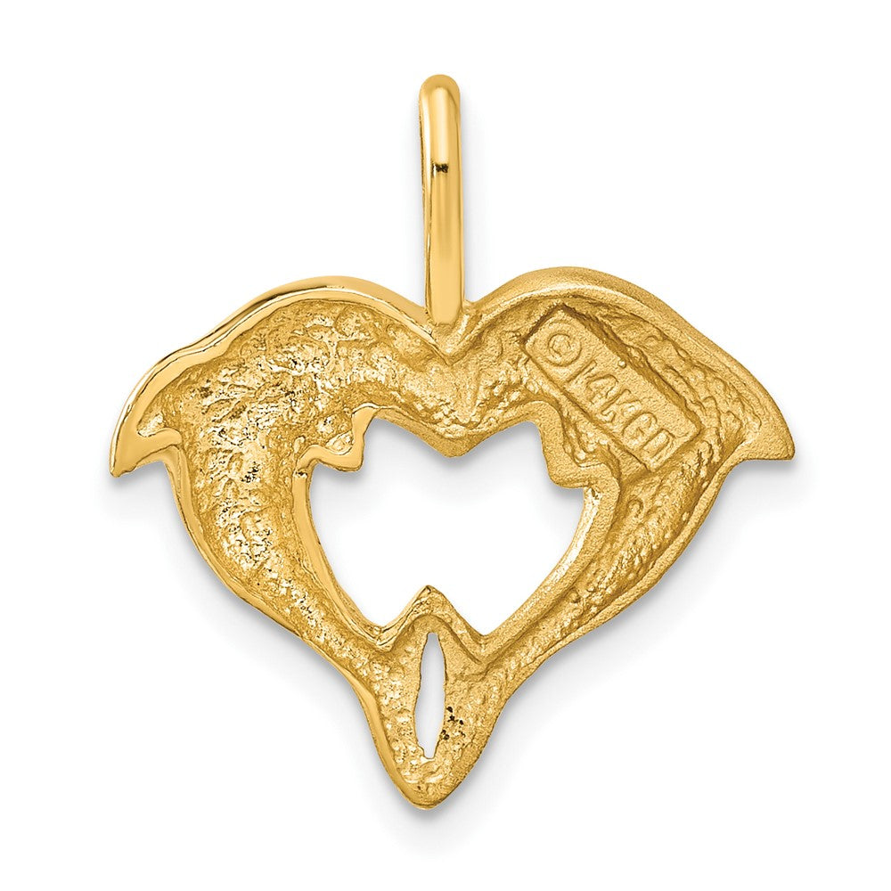 14k Dolphin Heart Pendant-C122