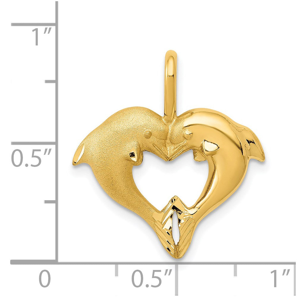 14k Dolphin Heart Pendant-C122