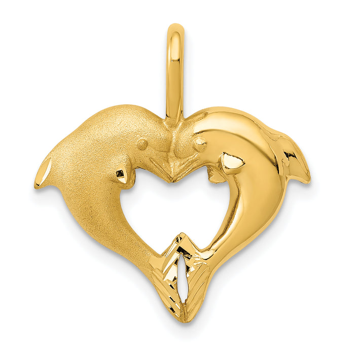 14k Dolphin Heart Pendant-C122
