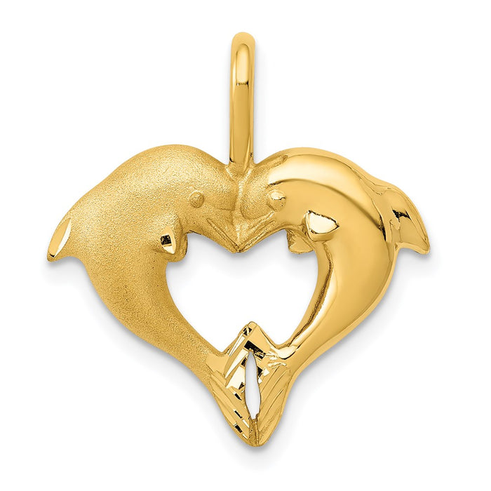 14k Dolphin Heart Pendant-C122