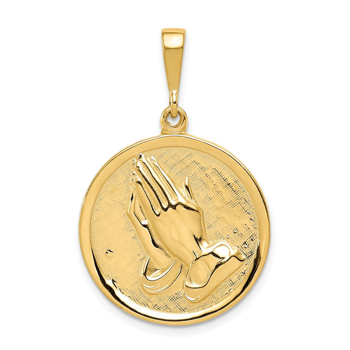 14K Praying Hands and Serenity Prayer Pendant-C1308