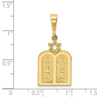 14K Polished 10 Commandment Tablets w/Star Of David Charm-C1313