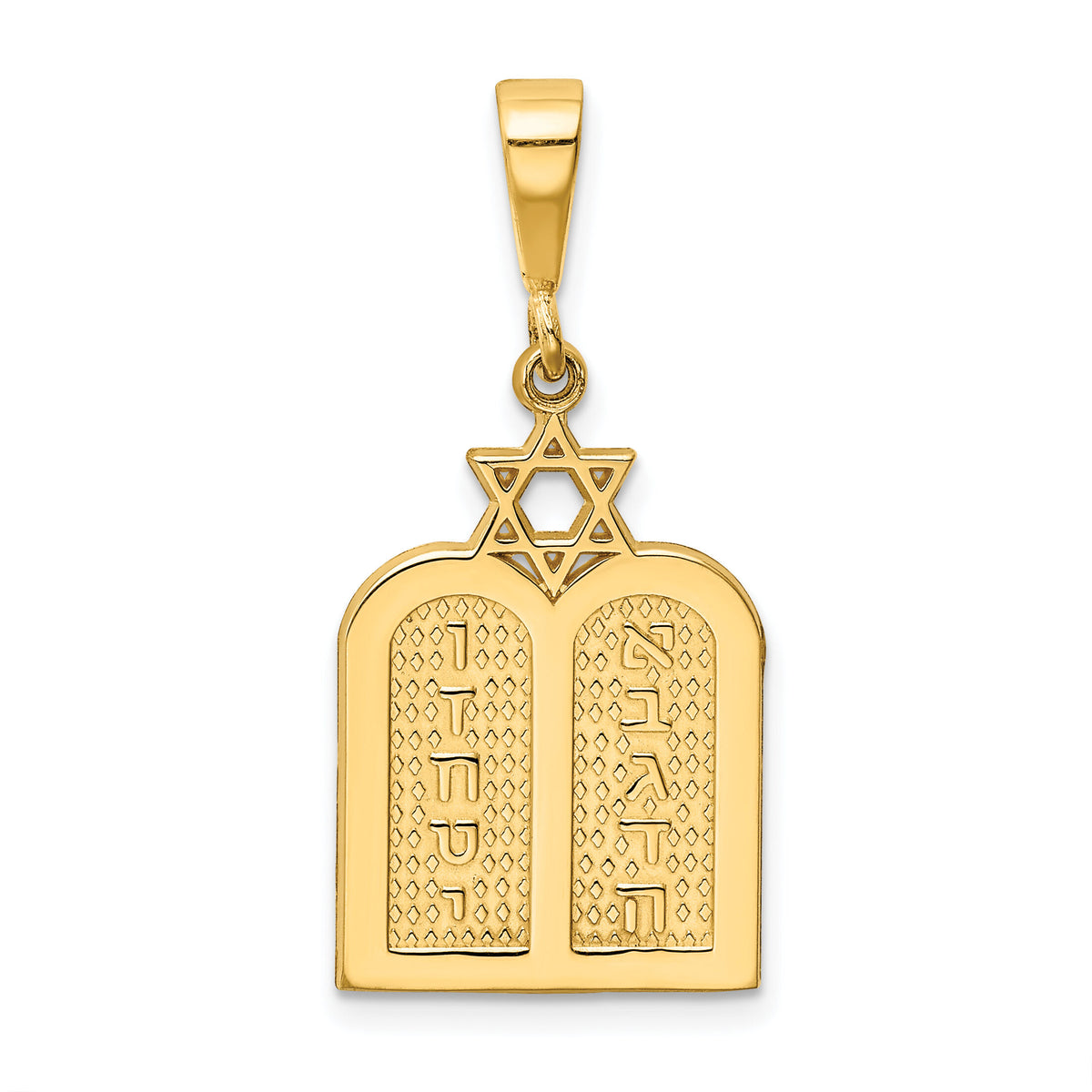 14K Polished 10 Commandment Tablets w/Star Of David Charm-C1313