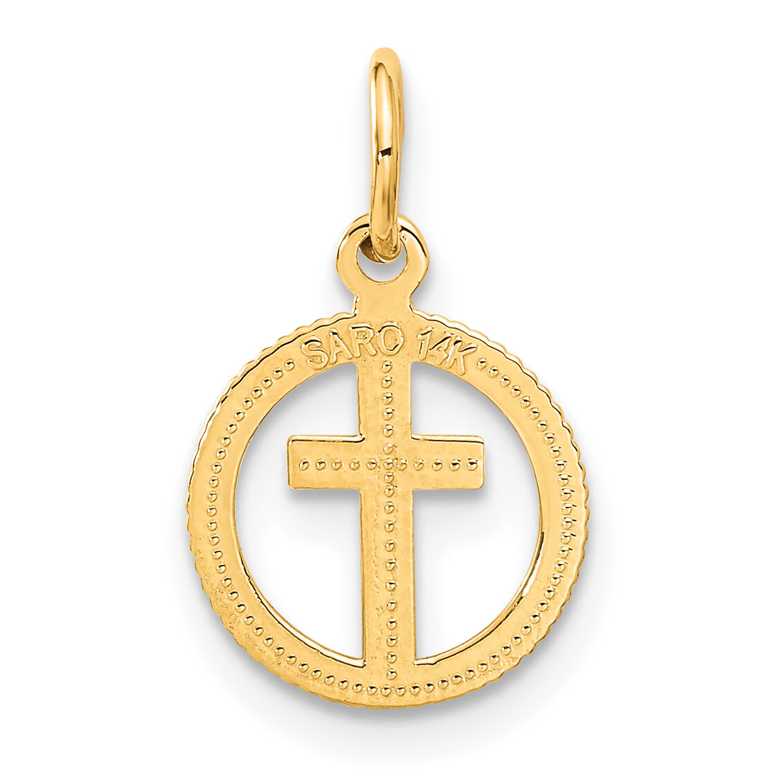 14K Eternal Life Cross in Circle Charm-C1314