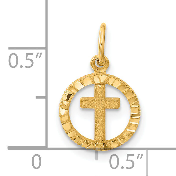 14K Eternal Life Cross in Circle Charm-C1314