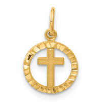 14K Eternal Life Cross in Circle Charm-C1314