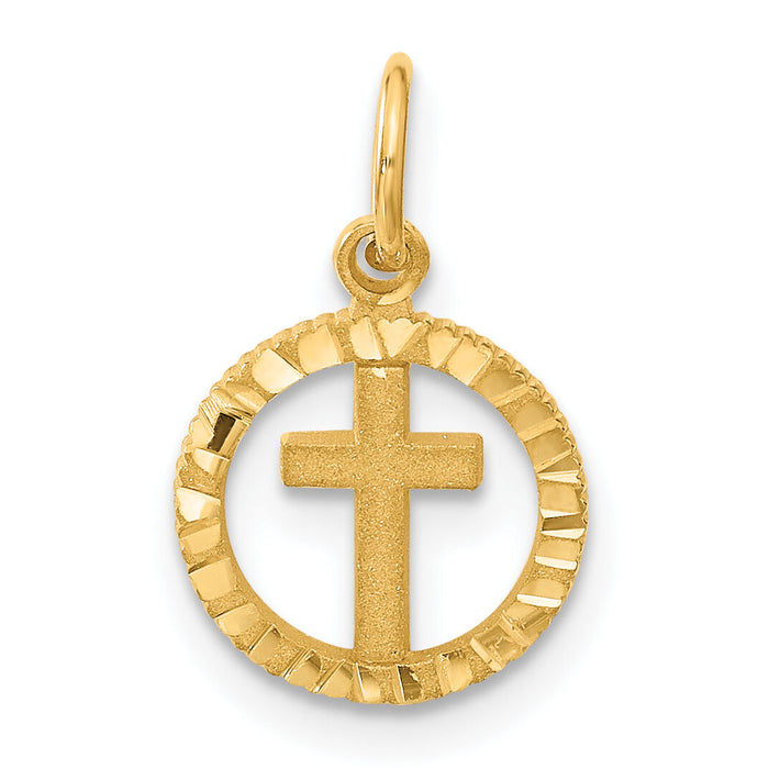 14K Eternal Life Cross in Circle Charm-C1314
