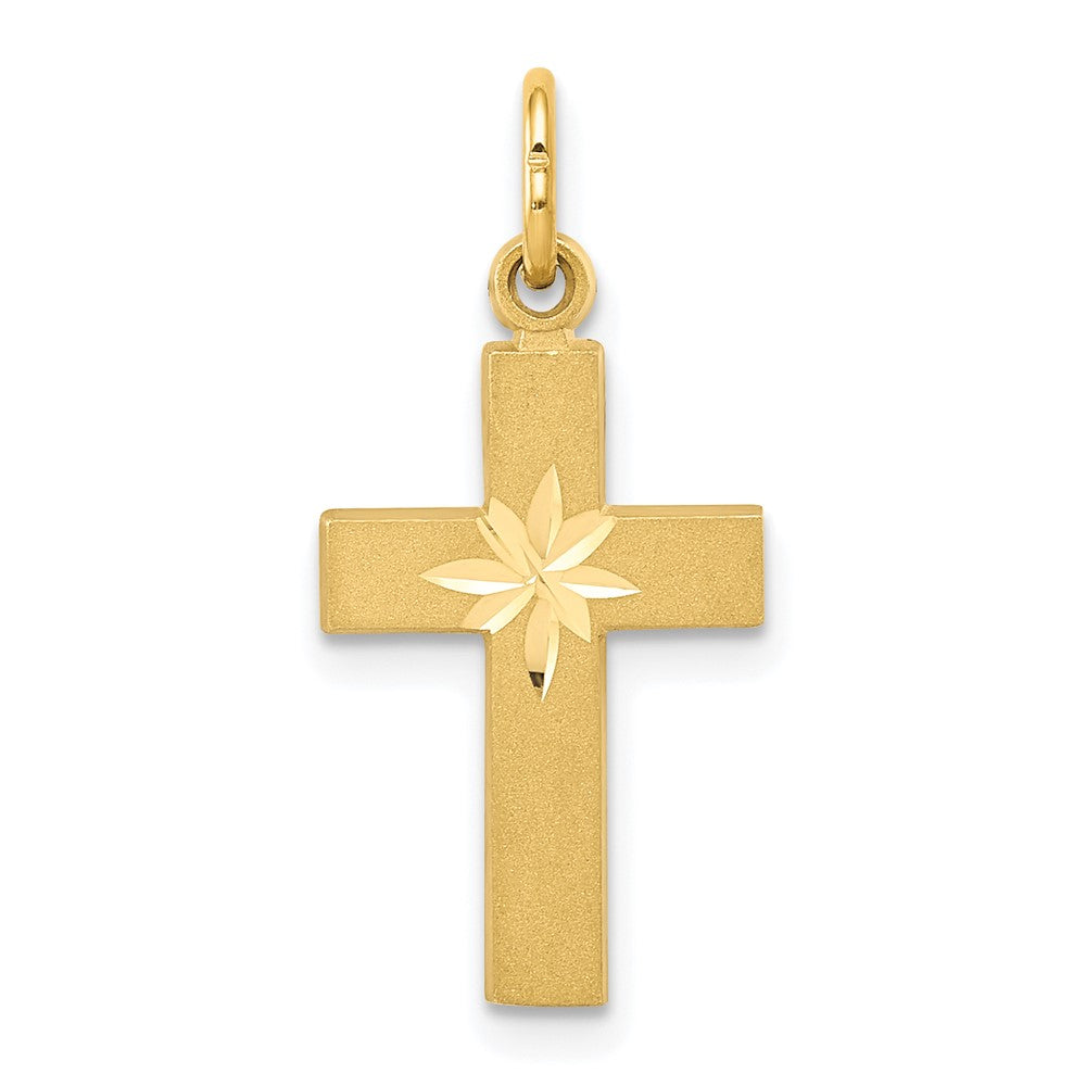 14k Small Diamond-cut Cross Pendant-C1318