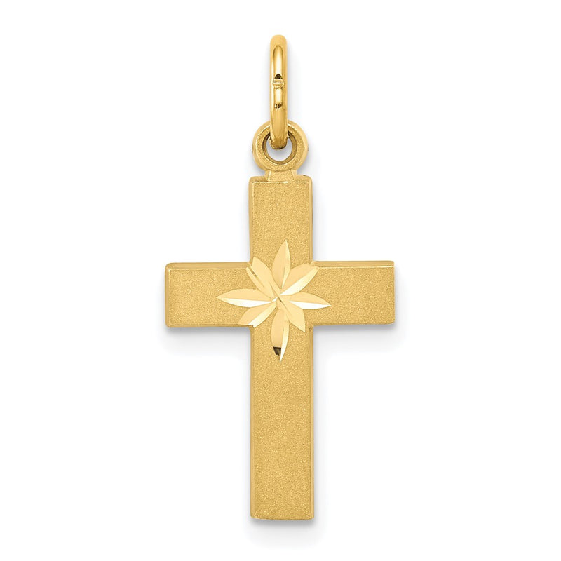 14k Small Diamond-cut Cross Pendant-C1318