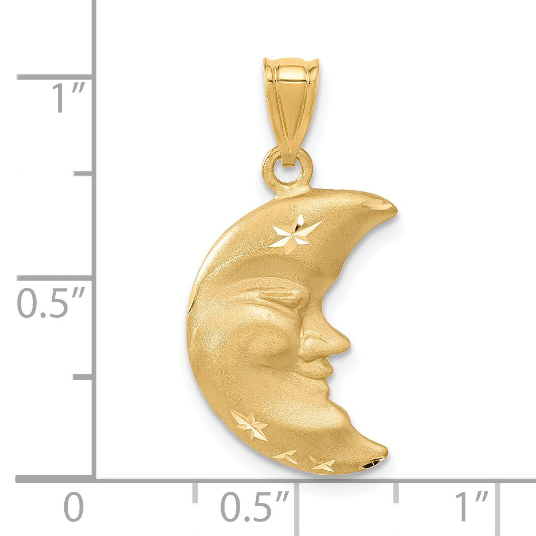 14k Satin Diamond-cut Moon Charm-C137