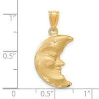 14k Satin Diamond-cut Moon Charm-C137