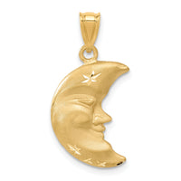 14k Satin Diamond-cut Moon Charm-C137