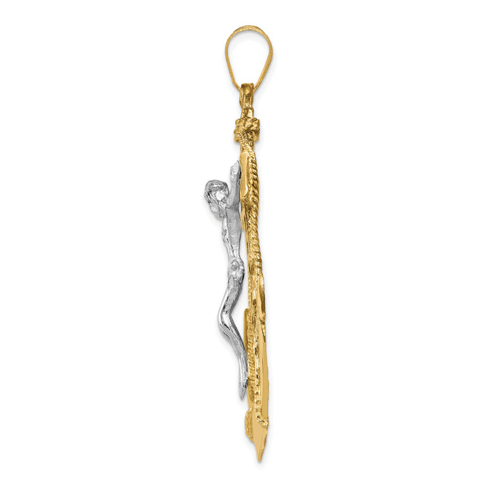 14k Two-tone Mariner's Crucifix Pendant-C1419