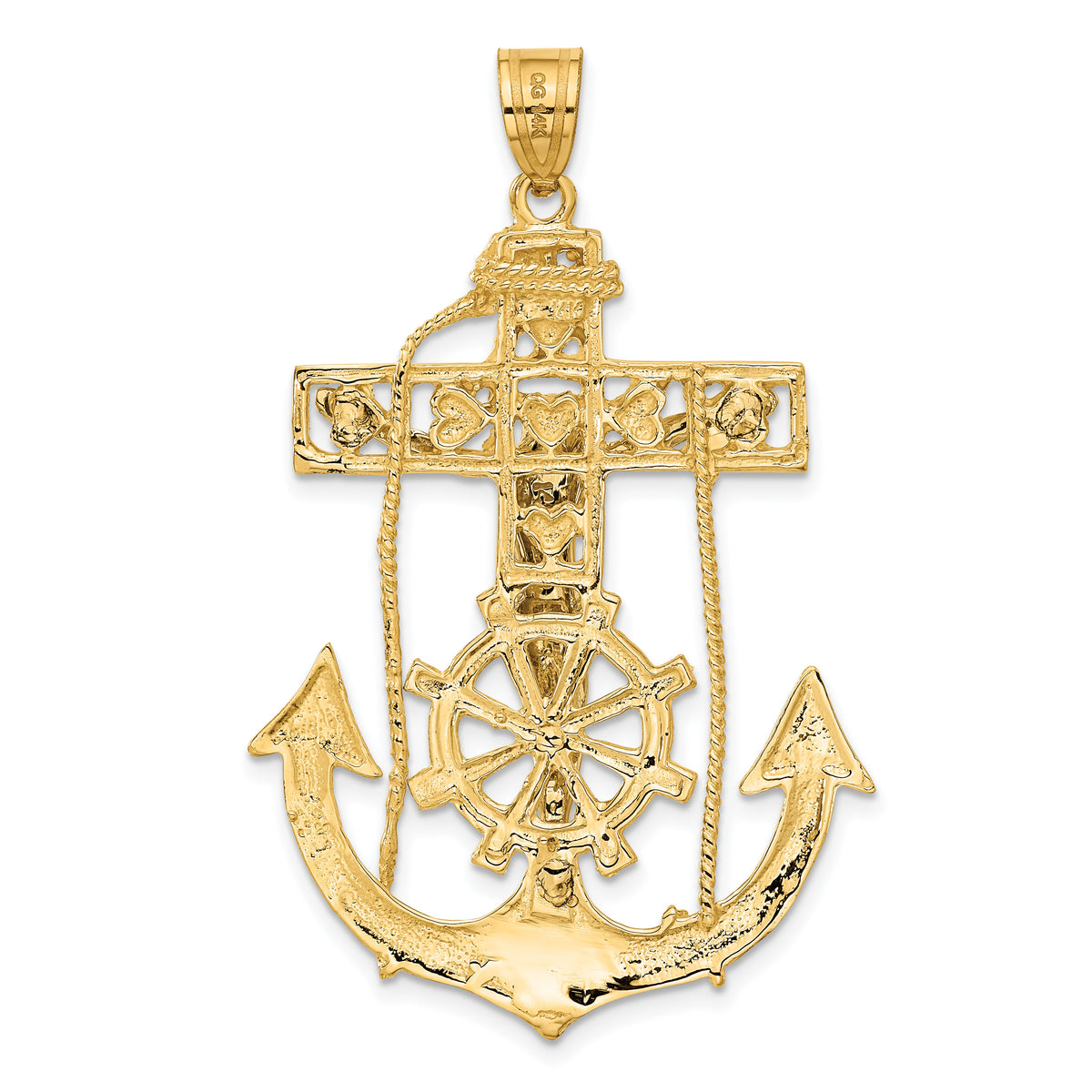 14k Two-tone Mariner's Crucifix Pendant-C1419