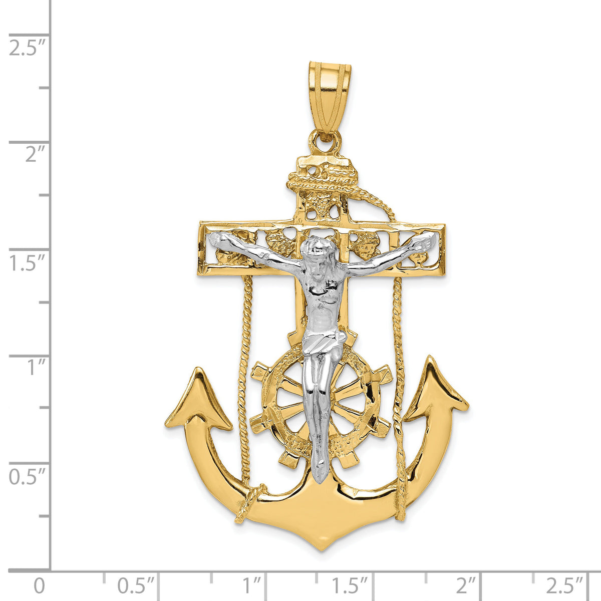 14k Two-tone Mariner's Crucifix Pendant-C1419