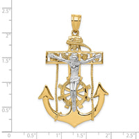 14k Two-tone Mariner's Crucifix Pendant-C1419