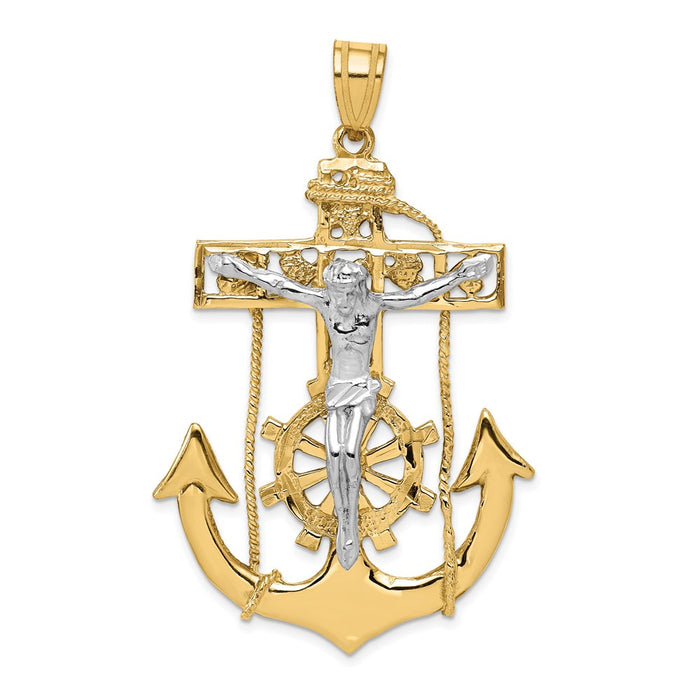 14k Two-tone Mariner's Crucifix Pendant-C1419