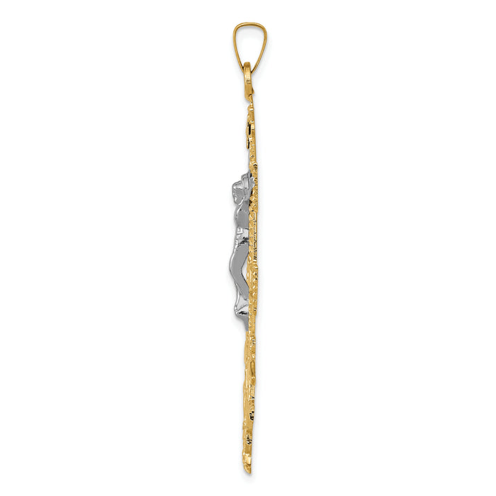 14k Two-tone Cara Vaca Crucifix Pendant-C1427
