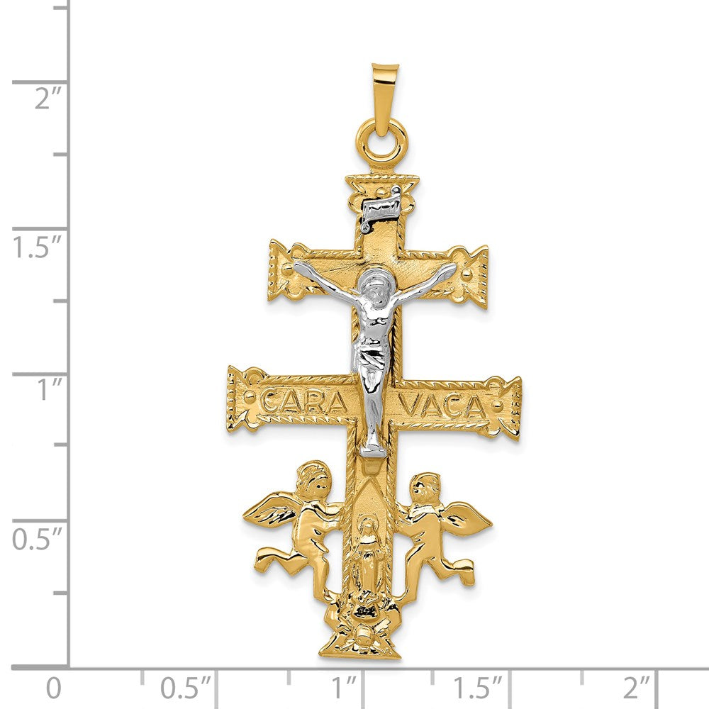 14k Two-tone Cara Vaca Crucifix Pendant-C1427