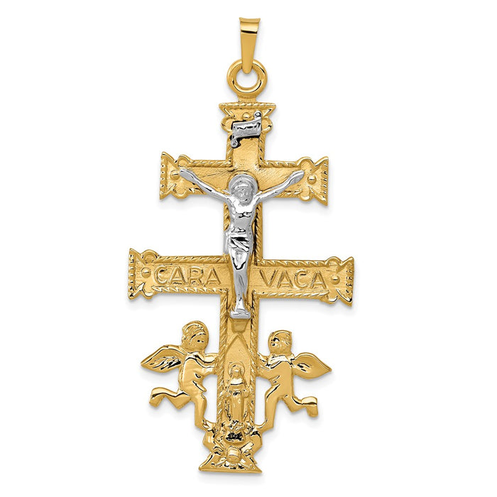 14k Two-tone Cara Vaca Crucifix Pendant-C1427