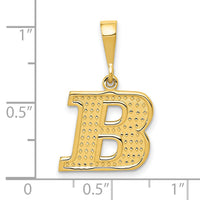 14k Textured Initial B Charm-C1449-B
