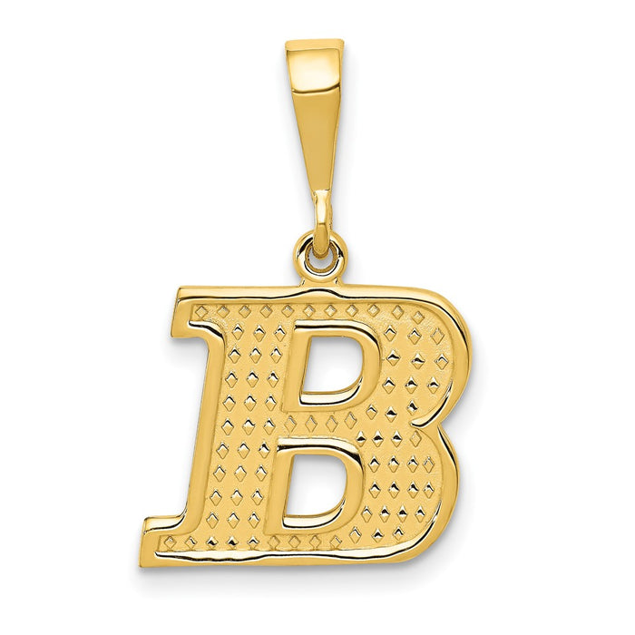 14k Textured Initial B Charm-C1449-B